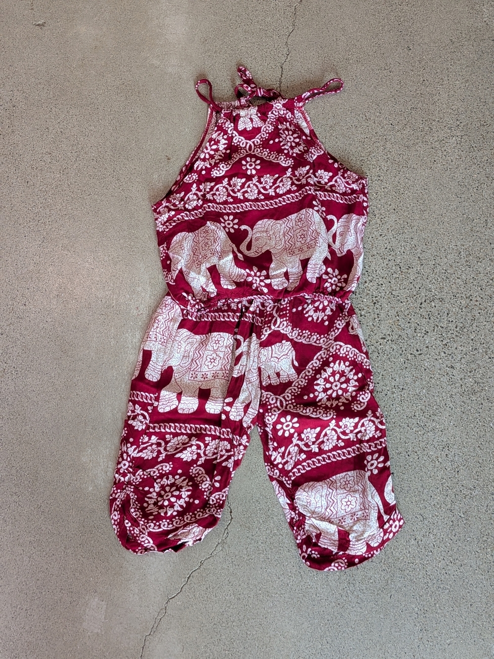 Girls' Red Elephant Print Halter 2 Piece Set
